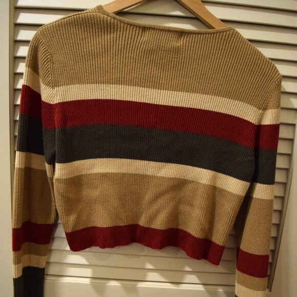 Vintage Annex Ribbed Striped Sweater – 90s/00s Y2K Cropped Top - Picture 5 of 6